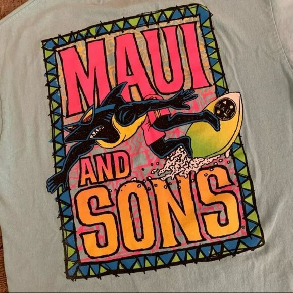 Maui and sons mens size medium short sleeve vintage graphic tee t-shirt in blue - Picture 8 of 8